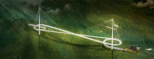 팔공산 구름다리 조감도 대구 팔공산 낙타봉에 길이 230m 구름다리가 놓인다. 대구시는 올해부터 산을 활용한 관광 기반 확충에 나선다. 대구시 제공