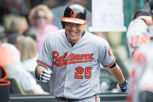 맨십에게서 메이저리그 1호 홈런을 쳐낼 당시 김현수. 사진=ⓒGettyimages이매진스