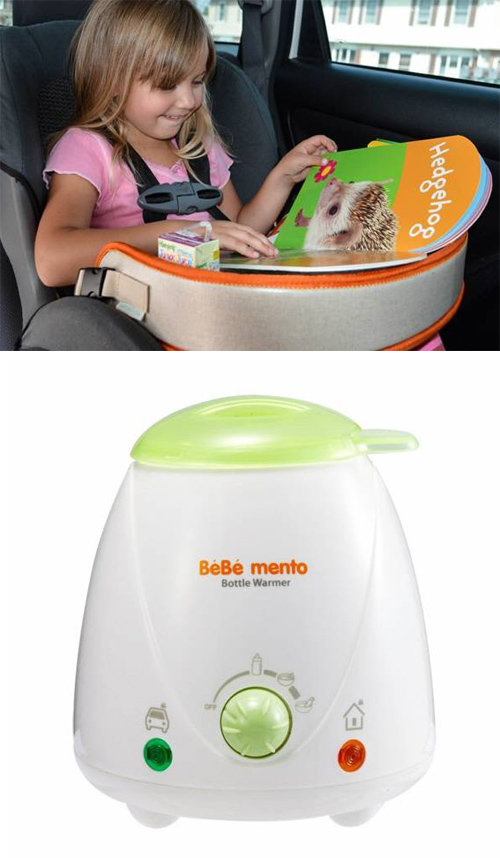 설 연휴 기간 귀성·귀경길에 도움이 될 만한 키즈트레이, 보틀워머(위부터). 11번가 제공