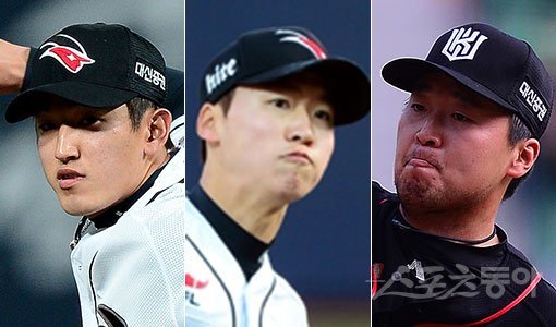 kt 고영표-엄상백-이상화(왼쪽부터). 스포츠동아DB