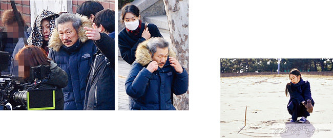 홍상수 감독과 김민희는 1월 9일 서울시내 모처에서 두 사람이 함께하는 네 번째 영화를 비밀리에 찍었다(위).

2월 열리는 베를린국제영화제의 경쟁 부문에 공식 초청된 〈밤의 해변에서 혼자〉. 지난해 1월 강원도 강릉 일대에서 촬영이 진행됐다(오른쪽).
