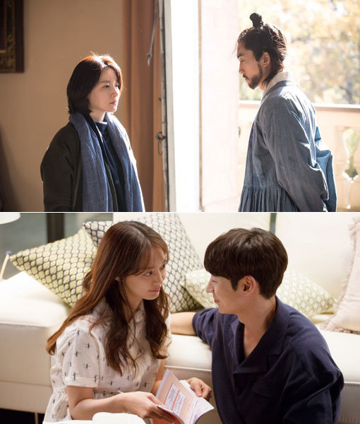 SBS 드라마 ‘사임당, 빛의 일기’와 tvN ‘내일 그대와’(아래)가 과거와 현재, 또 미래를 오가며 이야기를 쉼 없이 풀어가고 있다. 사진제공 ｜ SBS·tvN