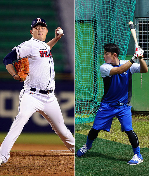 ‘한국의 랜디 존슨’을 꿈꾸는 두산 좌완 장민익은 KBO리그에서 가장 키가 큰 선수다. 장민익은 리그 최단신인 삼성 김성윤(작은 사진)보다 무려 44cm가 크다. 사진｜스포츠동아DB·삼성 라이온즈