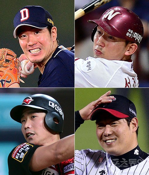 두산 김재호-넥센 서건창-LG 류제국-kt 박경수(왼쪽 상단부터 시계방향으로). 스포츠동아DB