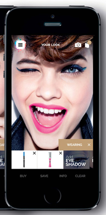 프랑스 화장품 기업 로레알이 만든 증강현실(AR) 스마트폰 애플리케이션 ‘메이크업 지니어스’. 자기 얼굴에 가상으로 로레알 파리 제품으로 화장을 해보고 구매도 할 수 있다. 로레알 제공