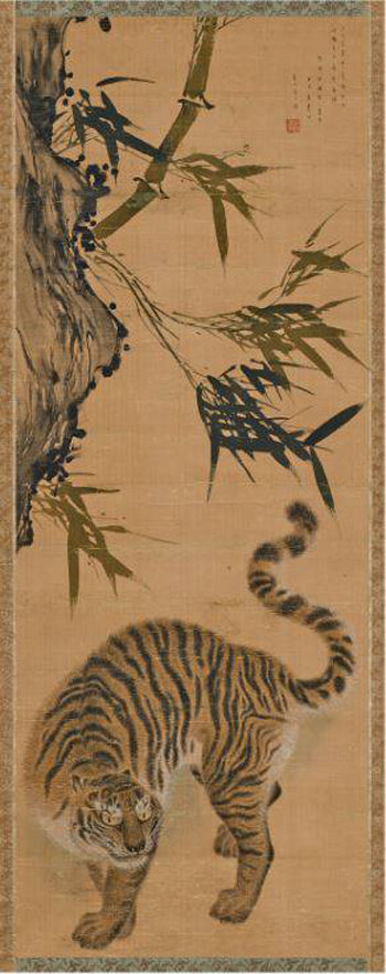 김홍도, ‘죽하맹호도’, 종이에 수묵 담채, 1790∼1800년대, 개인 소장. 뛰어난 묘사력을 확인할 수 있다.