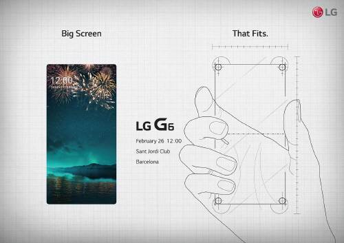LG전자는 차기 전략 스마트폰 G6 초청장(왼쪽)에서 스마트폰 전면부를 꽉 채우는 대화면을 강조했다. LG전자 제공