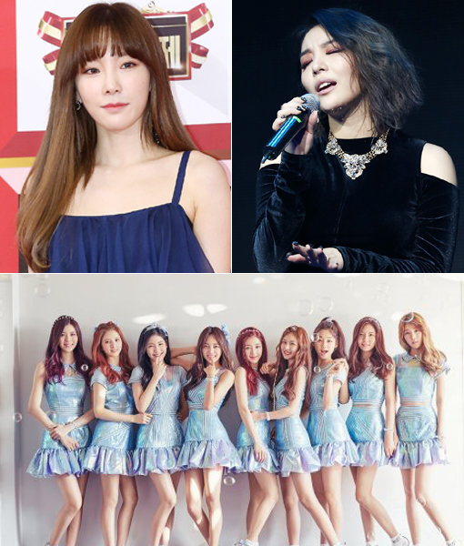 가수 태연-에일리-구구단. 사진제공｜동아닷컴DB·젤리피쉬 엔터테인먼트