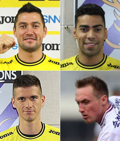 전남 페체신-자일-유고비치-토미(왼쪽 상단부터 시계방향으로). 사진｜스포츠동아DB·전남 드래곤즈