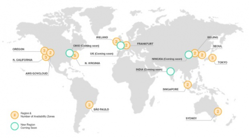 <AWS 전 세계 리전의 위치>(출처=IT동아)