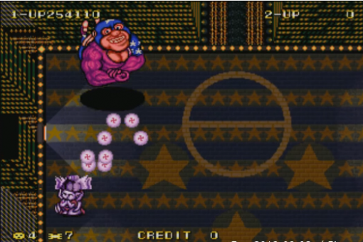 보스들 또한 괴랄하기 이를 데 없다. 꽤 강력한 보스. 캡틴 아메리카 패러디?(출처=게임동아)