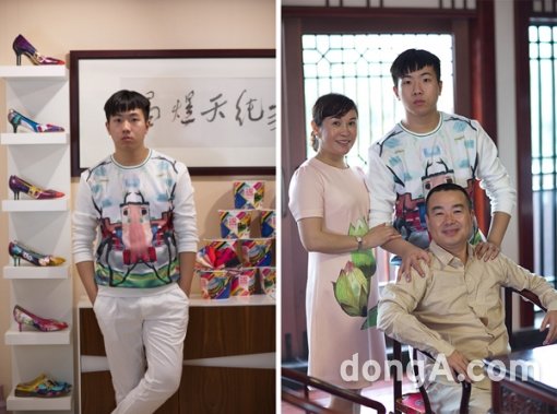 ▲ 자폐를 이겨내고 기적을 만들어낸 중국의 천재 화가 필창욱(왼쪽)과 그의 가족들.