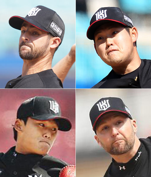 kt 로치-정대현-피어밴드-주권(왼쪽 상단부터 시계방향으로). 사진제공｜스포츠코리아·kt wiz