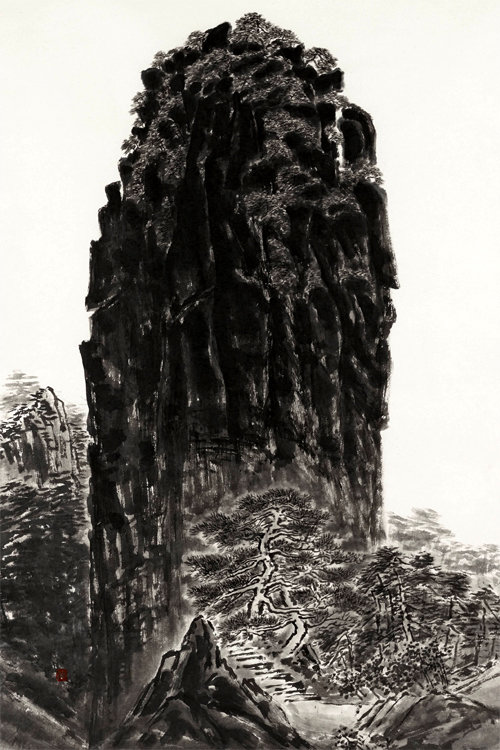 중국의 웅장한 황산을 모델로 삼은 작품 ‘묵산’. 류재춘 씨 제공