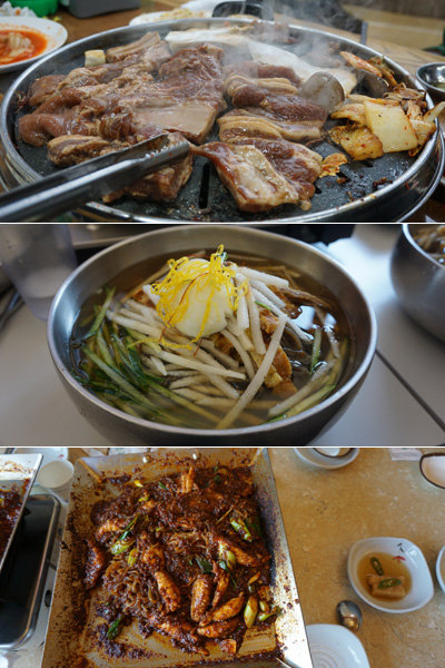 부산과 대구에는 남다른 내공을 자랑하는 맛집들이 있다. (맨위부터) 부산 초량동 동림갈비의 돼지갈비, 부산 대연동 하연옥 냉면, 대구 상동 미성복어의 복불고기.