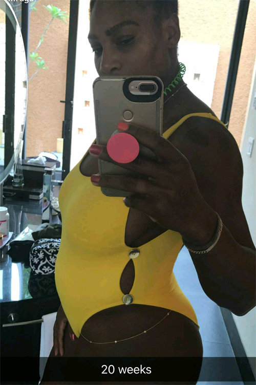 세리나 윌리엄스가 임신을 암시하며 자신의 소셜네트 워크서비스에 올린 사진. 사진 출처 세리나 윌리엄스 스냅챗