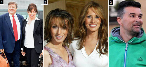 [1] 소셜네트워크서비스에 올라 있는 멜라니아 여사의 아버지 빅토르와 어머니 아말리아의 모습. [2] 2005년 미국 뉴욕의 한 클럽에서 함께한 멜라니아 여사(오른쪽)와 언니 이네스. [3] 멜라니아 여사의 이복오빠인 데니스. 사진 출처 트위터·유튜브 화면 캡처·데일리메일 홈페이지 캡처