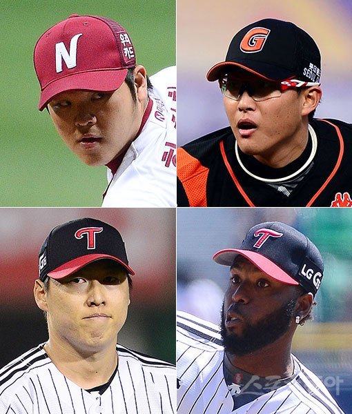 넥센 한현희-롯데 박세웅-LG 소사-차우찬(왼쪽 상단부터 시계방향으로). 스포츠동아DB