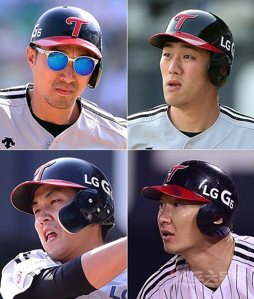 LG 정성훈-양석환-손주인-최재원(왼쪽 상단부터 시계방향으로). 스포츠동아DB