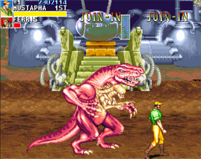 공룡들과의 전투를 다룬 명작 벨트 스크롤 액션 게임! (출처=게임동아)