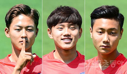 U-20 대표팀 이승우-조영욱-백승호(왼쪽부터). 파주｜김민성 기자 marineboy@donga.com