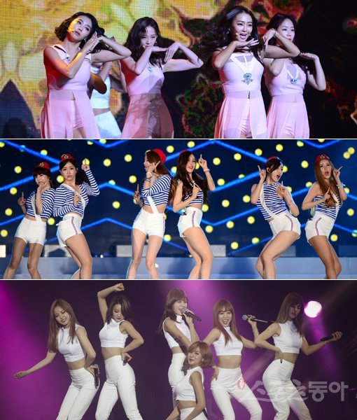 씨스타와 티아라, 에이핑크(위 사진부터)가 비슷한 시기에 활동에 나선다. 2009∼2011년 데뷔해 현재 걸그룹 톱스타로 자라난 이들은 소속사와 재계약 여부와 관련해 관심을 모으고 있다. 스포츠동아DB