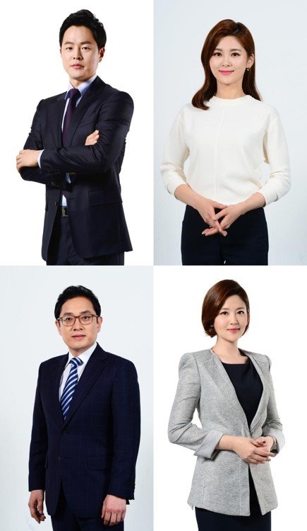 위쪽 왼쪽부터 김현우-최혜림 앵커, 김용태-정미선 앵커