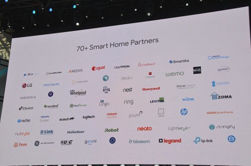 <구글 어시스턴트가 조작할 수 있는 스마트 가전 목록, 여기서도 LG전자가 눈에 띕니다.>(출처=IT동아)