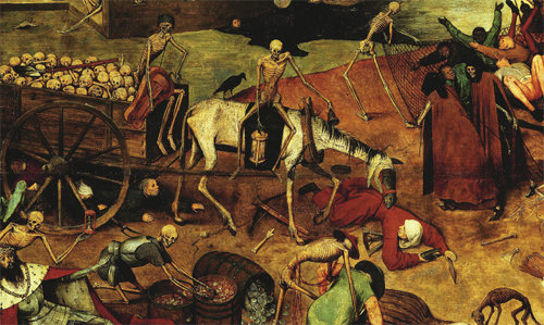 네덜란드 화가 피터르 브뤼헐이 그린 유채화 ‘죽음의 승리’(1562년 작). 유발 하라리는 “죽음을 기술의 힘으로 극복하려 하는 인정사정없는 전쟁이 다가오는 시대를 움직이는 주력 산업이 될 것”이라고 했다. 김영사 제공