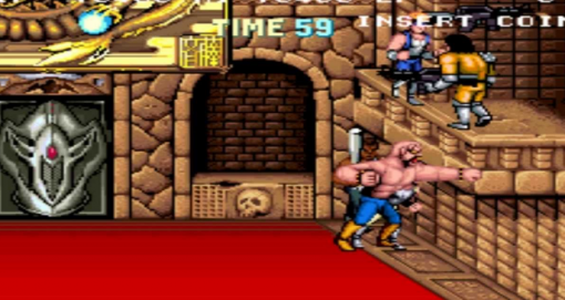 더블드래곤1 끝판왕 대기 장소에 올라가는 꼼수. 아보보의 들어매치기가 아니면 올라갈 수 없다. 고마워 아보보! (출처=게임동아)