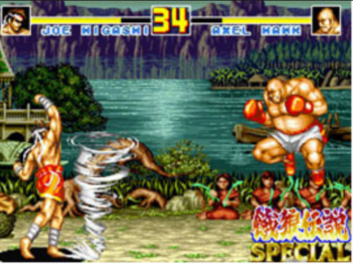 장풍 공격과 이런 저런 공격 등을 무장한 엑셀호크. 보스 캐릭터 중 하나이다 (출처=게임동아)