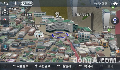 아이나비 업데이트를 통해 3D 그래픽이 반영된 서울시립은평병원