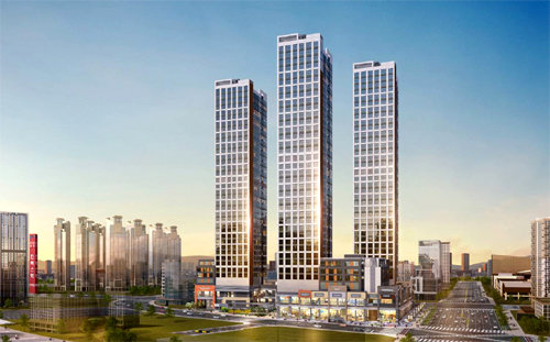 경기 고양시 일산동구 관광문화단지(한류월드) O1구역에 들어서는 ‘일산 한류월드 유보라 더 스마트’ 투시도. 반도건설 제공