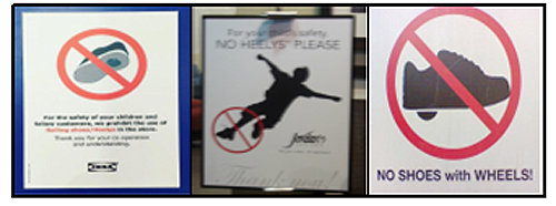 바퀴 달린 운동화 착용 금지 해외 사례. 사진=한국소비자원 제공