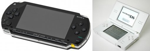 한 때 치열한 휴대용게임기 시장 쟁탈전을 벌인 두 휴대용 게임기. 소니의 PSP(좌)와 NDS(우) (출처=게임동아)