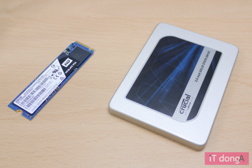 WD 블랙 PCIe SSD(좌)와 마이크론 크루셜 MX300 SSD(우)(출처=IT동아)