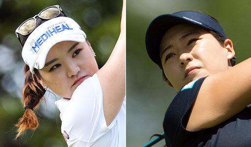 여자골프 세계랭킹 1위 유소연(왼쪽)과 전인지가 13일(한국시간) 미국 뉴저지주 베드민스터의 트럼프내셔널골프장에서 개막하는 US여자오픈을 앞두고 우승에 대한 비장함을 엿보였다. 유소연은 2011년, 전인지는 2015년 이 대회 우승을 차지하며 미국여자프로골프(LPGA) 투어 직행에 성공했다. 사진제공 ｜ LOTTE·PGA of America