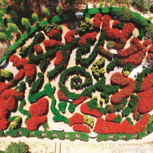 고구려 고분에서 출토된 금동 투구를 본떠 설계한 삼족오 미로공원