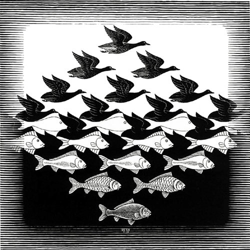 MC 에스허르의 ‘하늘과 바다 1’. 출처 wikipedia.org