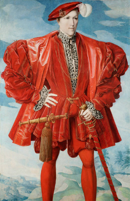 1530년경 그려진 것으로 알려진 작가와 모델 미상의 유채화 ‘빨간 옷을 입은 남자’. 영국 왕 찰스 2세가 ‘독일 화가 한스 홀바인이 그린 헨리 8세의 초상화’로 생각하고 구입했다. 붉은 안료는 떡갈나무에 기생하는 곤충인 케르메스와 덩굴식물인 꼭두서니에서 뽑아낸 것으로 확인됐다. 컬처룩 제공