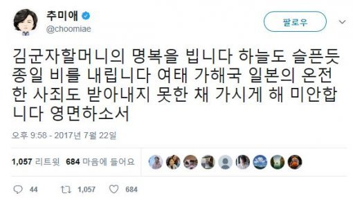 사진=추미애 대표 SNS 갈무리