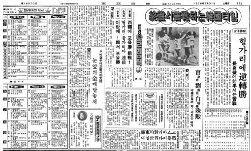 1976년 몬트리올 올림픽 여자 배구 동메달 소식을 전한 1976년 7월 31일자 동아일보