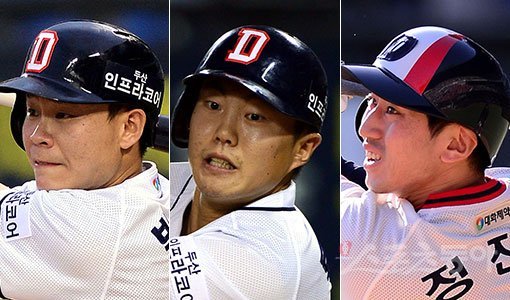 두산이 주축 선수들의 부상 공백 속에서도 뚝심을 발휘 할 수 있는 것은 박세혁과 류지혁, 정진호(왼쪽부터) 등 백업 멤버들의 활약 덕분이다. 스포츠동아DB