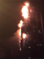 두바이 초고급 아파트 토치타워에 불 …방2개 최저가가 5억6000만원/토치타워 화재 유튜브 영상 캡처.