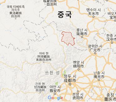중국 쓰촨성 아바주 주자이거우현 (사진=구글 지도)