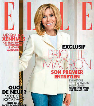 에마뉘엘 마크롱 프랑스 대통령의 부인 브리지트 여사 단독 인터뷰를 게재한 프랑스 잡지 ‘엘르’ 표지. 엘르 홈페이지 캡처
