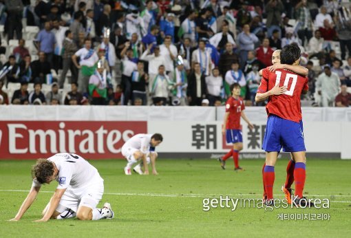 지난 2011 아시안컵 3,4위전에서 우즈벡을 3-2로 꺾은 한국. 사진=ⓒGettyimages이매진스