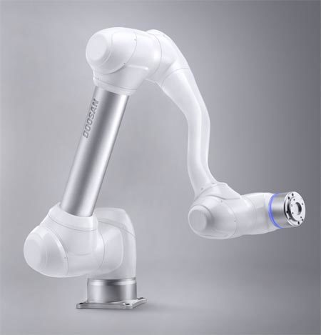 협동로봇은 사람과 함께 협업하는 로봇이라 세밀한 작업이 가능하고 안전성도 보장이 돼야 한다. 두산로보틱스는 작업할 수 있는 반경과 들어 올릴 수 있는 무게가 다른 4가지 모델을 내놨다. 두산 제공