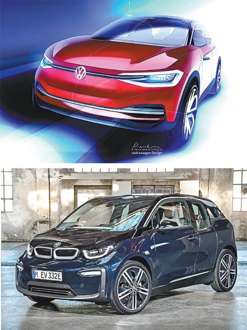 폴크스바겐은 전기차 콘셉트 모델 신형 ‘I.D. 크로즈’(위쪽)를 ‘2017 프랑크푸르트 모터쇼’에서 처음 선보일 예정이다. 이 
전시회에서는 BMW의 프리미엄 전기차 모델 ‘i3’를 업그레이드한 ‘뉴 i3’도 처음 공개된다. 폴크스바겐·BMW 제공