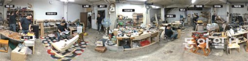 서울 상계동 건물 지하에 꾸민 강동영 기자의 작업실. 360도 카메라로 찍은 여러장을 합성했다.